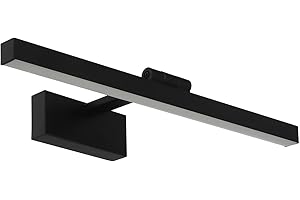 Horoz Electric LED Spiegelleuchte für Bad – Wasserdicht Badezimmer Lampe Schwarz über dem Spiegel/Bild 40cm mit Schalter und Drehbarem Kopf – 8W 570lm 4200K Neutralweiß – Wandleuchte IP45