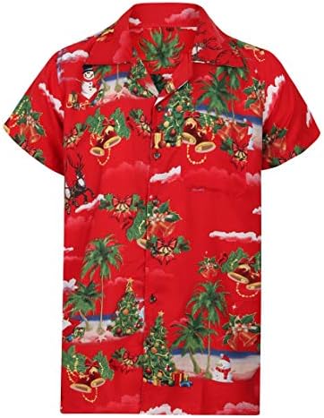 OE MenswearChristmas Hawaiian Shirt Mens Santa Loud Hawaii Reindeer Xmas Tree Party S-4XL