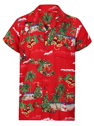 OE MenswearChristmas Hawaiian Shirt Mens Santa Loud Hawaii Reindeer Xmas Tree Party S-4XL