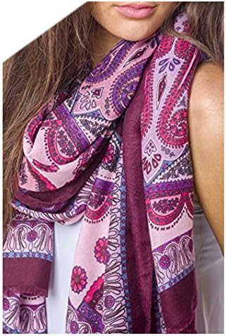 Womens top lightweight Infinity floral wrap Faux silk Spring Shawl New Summer Style Moroccan Border Print Scarf With Fringe