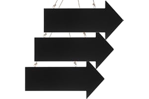 Milisten Lavagna scrivibile con frecce in legno da appendere, mini messaggio, segnaletica per barbecue, matrimonio, Natale, bar, decorazione da parete, 3 pezzi