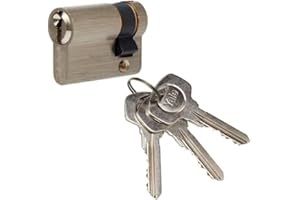 Yale YC500+ Cilindro Medio 30 mm, Níquel Satinado, 5 Llaves, Para Puertas de Garaje y Sótano, Modelo YC500+ 30X10 NI