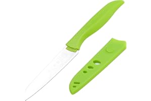 SHI BA ZI ZUO Coltello da Verdura Da 4 pollici con Coprilama, Coltello da Frutta con Lama in Acciaio Inossidabile, Coltello da Cucina con Manico in Plastica Coltello per Sbucciare