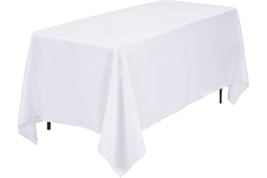 Kapwall White Table Cloth - 60X102Inch (152x260cm) Polyester Rectangle table cloth For 6 Foot Table in Washable Stain and Wrinkle Resistant - Great For Wedding, Restaurant, Party, Banquet Decoration.