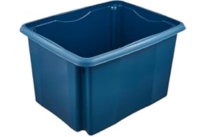 keeeper Caja de Almacenaje con Sistema de Apilado, 44,5 x 34,5 x 27 cm, 30 l, Emil Eco Line, Eco-azul