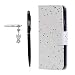 Produktbild Honor 8 Hülle, Huawei Honor 8 Schutzhülle, Alfort 3 in 1 Lederhülle Bling Glitter Fashion Design Premium PU Leder Hohe Qualität Tasche Case Cover Kasten Abdeckung Wallet für Huawei Honor 8 5.2" Smartphone Funktion Standfunktion Unterstützte Telefone und Magnetverschluss ( Weiße Sterne ) + Alfort Schwarz Stylus Pen + Netter Staub Stecker