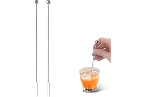 SIQIAN Stainless Steel Coffee Stirrers, 2 PCS Stainless Steel Cocktail Stirrers Coffee Beverage Stirrers Swizzle Milk Sticks with Small Rectangular Paddles Stirrers for Hot Drinks (Silver)