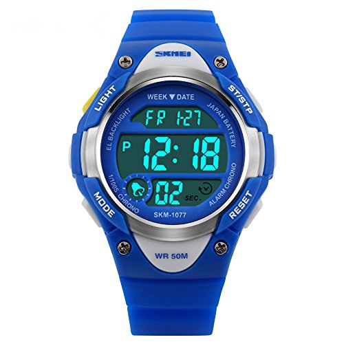 A ALPS Uhren, Digitaluhren, Kinderuhren, Outdoor Sportuhren, wasserdichte Digitaluhr mit Wecker, Kalender und Stoppuhr