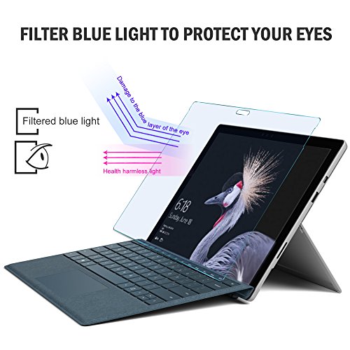 IVSO New Surface Pro Displayschutz, 9H Hardness aus, Klar Anti-Kratz, Glas Folie Schutzfolie Glas Panzerfolie Displayschutzfolie Für New Microsoft Surface Pro (12,3 Zoll) 2017, (1 Packungen x) - 4