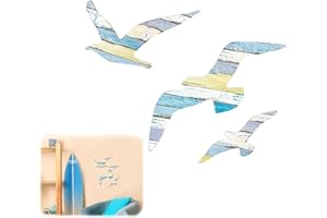 SHIGKEU 3 Pcs Beach Wall Art Wood Seagull Wall Decor Ocean Seagull Coastal Themed Decors for Home Bedroom Living Room Bathroom