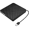 RuhZa External CD DVD Drive, USB 3.0 and Type-C Portable CD DVD +/-Rw Drive Reader, DVD/CD ROM Burner Rewriter, Slim Optical DVD Drive for Laptop, Desktop (8X, External CD DVD Drive, Black)