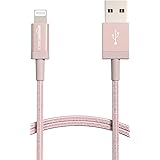 Amazon Basics Cavo di ricarica USB-A a Lightning, certificato MFi, in nylon intrecciato, per iPhone, 0.9 m, oro rosa