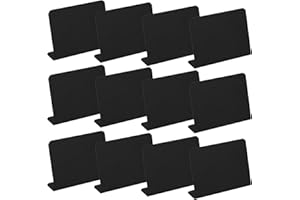 KINBOM 12pz Mini Lavagnette Cancellabili, Piccola Lavagnette a Forma di V Cartello Messaggio Etichette Alimentari Rettangolari per Feste Buffet Matrimonio Compleanno Carnevale Attività (Nero opaco)