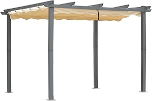 Angel Living Pergola made of aluminium in anthracite, steel roof tubes, adjustable roof made of polyester