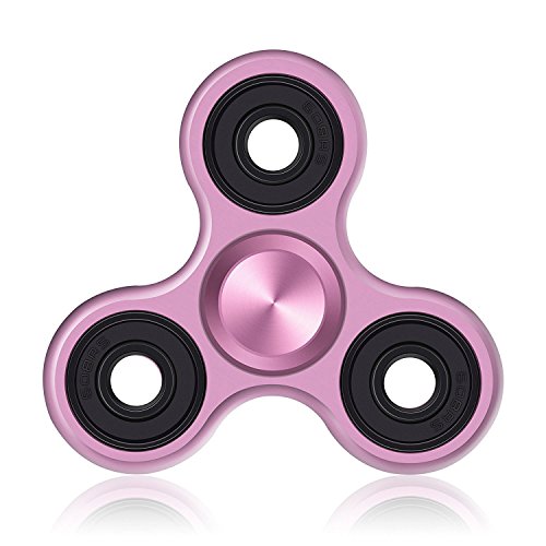 Fidget Hand Spinner Toy Excellent Spin Stainless Steel Ball Bearing Ultra Durable Aluminum Alloy Tri Finger Spinner for Relieving Stress ADHD Boredom and Increases Focus (Pink)