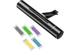 UIEXAY 1 Pezzi Deodorante Per Auto In Alluminio Con 6 Olio Essenziale Solido,Diffusore Profumo Auto, Aromaterapia Per Auto,Purificatore D'Aria Auto, Aromaterapia Diffusore Auto(Nero)
