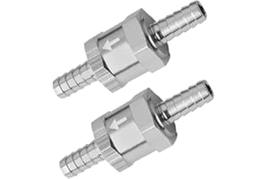 MACHSWON 2 PCS 1/4" 6mm Non Return One Way Check Valve, Aluminium Alloy Petrol Diesel Water Fuel Line Check Valve for Car/Motorcycle/Ship