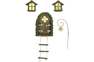 ZUHK Fairy Garden Houses,Miniature Fairy Gnome Home Window Door and Micro Resin Fairy Mushroom fit for Tree Statues Tree Yard and Fairy Garden Sculpture Outdoor Decor Accessories (Flower A)