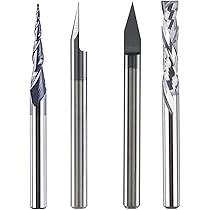 90 graden V-groeffrees, 6 mm 1/4 inch schacht 90 graden V-type gleuffrees Carbide-frees snij-groefgereedschap Houtbewerkingsfrees(Size:4PCS 6.35mm Shank