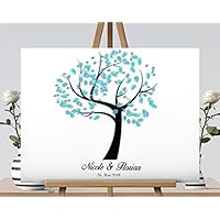 Fingerabdruck Gästebuch von CristalPainting Hochzeitsbaum Wedding Tree Fingerprint Leinwanddruck Hochzeitsgästebuch auf Keilrahmen 50x40 cm