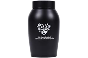 YOUDEAR MEMORIALS Paw Print Keepsake Urns - Pet Memorial Urns for Dog & Cat Ashes (Medium, Black)