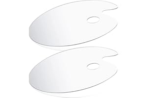 MU MIANHUA 2 Pieces Clear Acrylic Paint Palette Mixing Oval Shaped Non-Stick Oil Paint Palette Thumb Hole Artist Painting Palettes for DIY Art Craft Painting