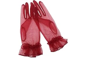 Hoseirty Guanti da donna corti in tulle per feste di nozze per la sposa lunghezza del polso vintage puro tè partito serale ballo Opera partito guanti