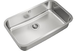 TEKA Fregadero Bajo Encimera 1 Cubeta en Acero Inoxidable 18/10, Profundidad 20cm, Válvula Canasta 3 ½”, Embellecedor de Rebosadero, Accesorios de Fijación, Para Mueble de 90cm, Modelo BE 74.43