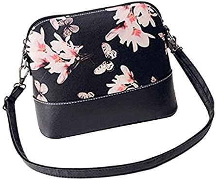 LILICAT Womens Shoulder Bags, Women Printing Shoulder PU Leather Purse Satchel Messenger Bag Cross-body Bags Handbag Butterfly flower Printed Fashion Elegant (Size: 20*23*4cm/7.9*9.1*1.6”, Black)
