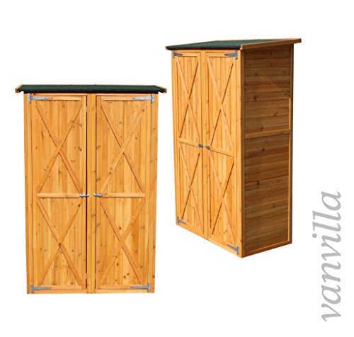vanvilla Geräteschuppen Holz Flachdach Groß Naturfarben Gerätehaus Gartenschrank