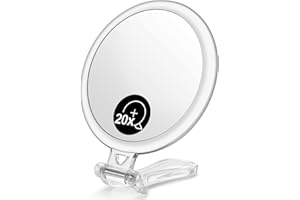 OMIRO Magnifying Handheld Mirror, 1X/20X Magnification with Foldable Handle, Makeup Mirror with 2-Side, Suitable for Travel, Handheld, Table Usage