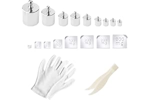 TINTOKE 17 Stück Gramm Gewicht,10mg-100g Kalibrierung Gramm,Kalibriergewicht,Kalibriergewichte Präzise,Kalibrierung Gewichte,kalibriergewicht m2,Pinzette und Handschuhe mitbringen,für Schulen,Labore,Schmuck.