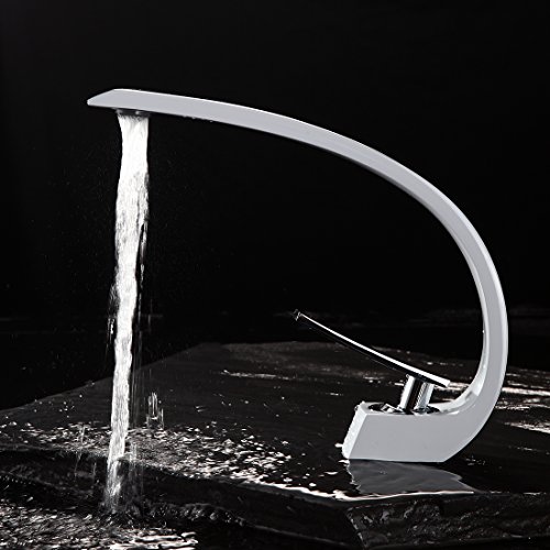 Fapully Wasserhahn Bad Weiß Chrom Mischbatterie Waschbecken Waschtischarmatur Mischbatterie Badarmatur für Badezimmer - 2
