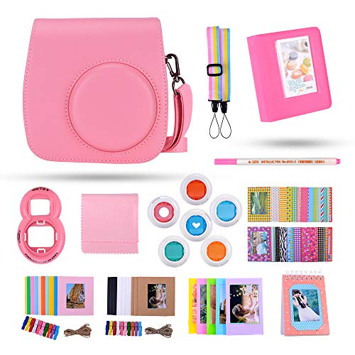 Tiessic Instax Mini 9 Kamera Zubehör Bundle für FujiFilm Instax Mini 9 8 8 + Kamera mit Mini 9 Case/Album / Selfie Objektiv/Filter / Wandbehang Frames/Film Frames/Border Aufkleber ETC (Flamingo Rosa) Tiessic Instax Mini 9 Kamera Zubehör Bundle für FujiFilm Instax Mini 9 8 8 + Kamera mit Mini 9 Case/Album / Selfie Objektiv/Filter / Wandbehang Frames/Film Frames/Border Aufkleber ETC (Flamingo Rosa)