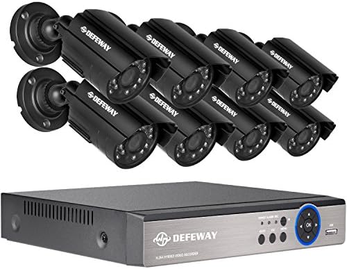 1080N Shop Security Camera System,DEFEWAY 8x 720P AHD CCTV Cameras and 8 Channel HDMI Hybrid DVR Video Surveillance System ( Superb Night Vision, Phone Remote Access, Alert Motion Detection)