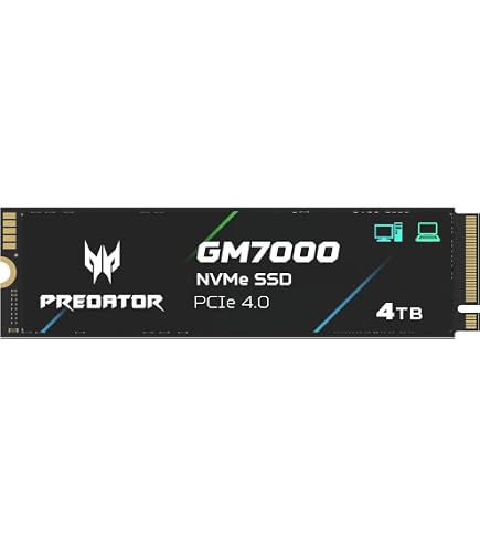 Acer Predator GM7 4TB SSD, M.2 2280 PCIe Gen4 x4 NVMe 2.0, Up to