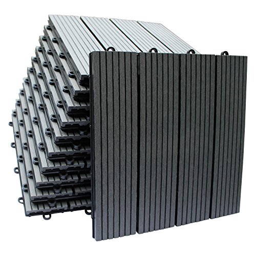 WPC Holz Fliese 30x30cm, 1 m² (11 Fliesen) braun und anthrazit versandkostenfrei (D) … (Grau) - 2