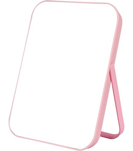 FSSTUD Miroir De Maquillage Ondulé Pliable Rose - Petit Miroir De Bureau Portable Avec Support Réglable, Esthétique Et Mignon