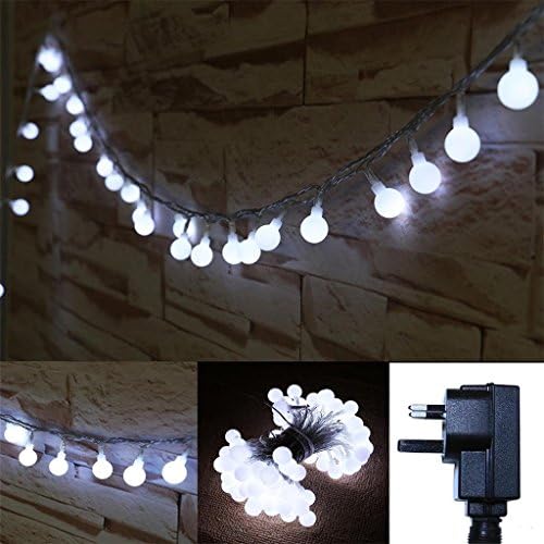 10M 100 Safe Voltage LED Globe String Fairy Lights 8 Modes Plug in Twinkle Waterproof Transparent String Cable Light for Bedroom, Party, Festival, Garden, Patio, Wedding Decor (White)
