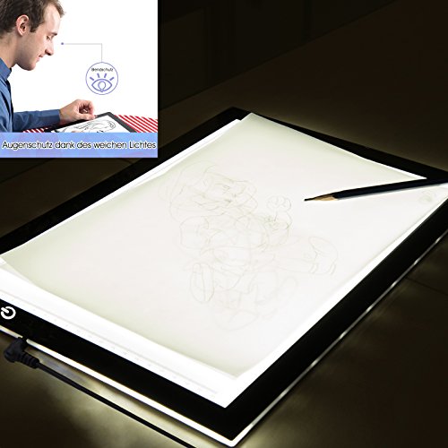 BAYTTER® 12V dimmbare LED A3 Leuchttisch Leuchtplatte Mangazeichnen Leuchtkasten handlich - 6