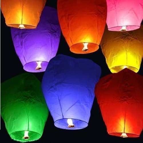 Flyyfree 10 Stk Muti-Color Himmelslaternen Papier Laternen chinesische wünschend Laternen für Geburtstag Hochzeit