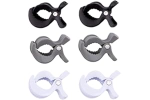 HALOULENI 6 Pack Baby Pram Clips,Universal Buggy Clips Clasps Pram Grippers,Blanket Clamp (White Black Grey)