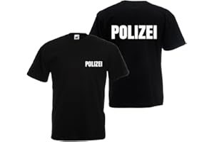 Alsino Polizei T-Shirt schwarz oder Navy - Polizei-Shirt Sicherheit Shirt - 100% Baumwolle Rundhals - Druck Brust & Rücken