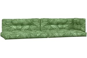 vidaXL Palettenkissen 5 TLG., Kissen für Gartenmöbel Hocker Sofa, Wasserabweisendes Sofakissen, Sitzkissen Palettenpolster, Blattmuster Stoff