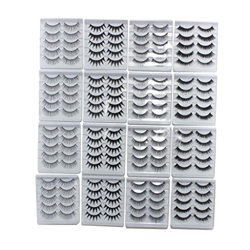 KurtzyTM 80 Paar schwarze falsche künstliche Wimpern dick lang Wimpernverlängerungsset