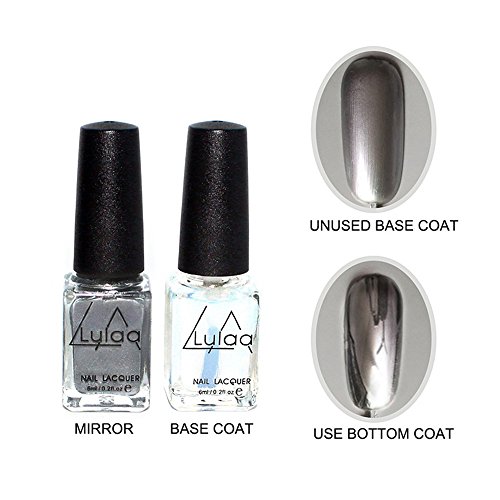 ?HuntGold 2 Stück Spiegel-Effekt Nagellack Silber Farbe Nagelkunst Lack Polnischen Unterlack - 8