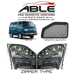 Able Sporty Car Magnetic Sun Shade Curtains with Zipper for Maruti Omni Set of 6