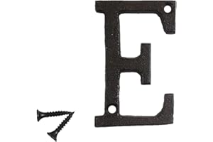 BKBP Schmiedeeisen Dekorationen, Staben Deko, Großbuchstaben, Alphabet Und Nummer Buchstaben, Symbol aus Metall, Kreative DIY Hausnummer Metall Buchstaben, Wand und Tür Dekorationen (E, As Show)