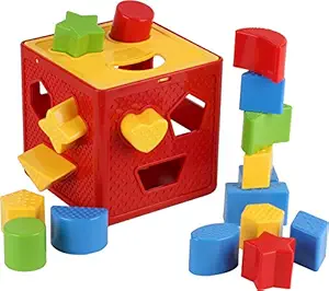 Baby Blocks Shape Sorter Toy - Childrens Blocks Includes 18 Shapes - Color Recognition Shape Toys With Colorful Sorter Cube Box - My First Baby Toys - Toys Gift For Boys & Girls - Original - By Play22