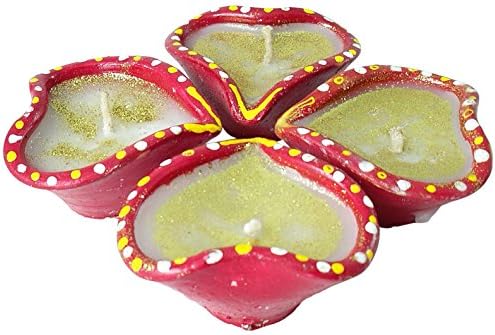 Set of 7 Round Mati with wax Hand Painted CLAY Diwali Diya/Diva Glitter &amp; Multi Colour